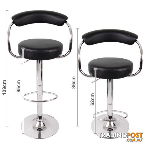 2 x PU Leather Gas Lift Barstool Kitchen Chair Black