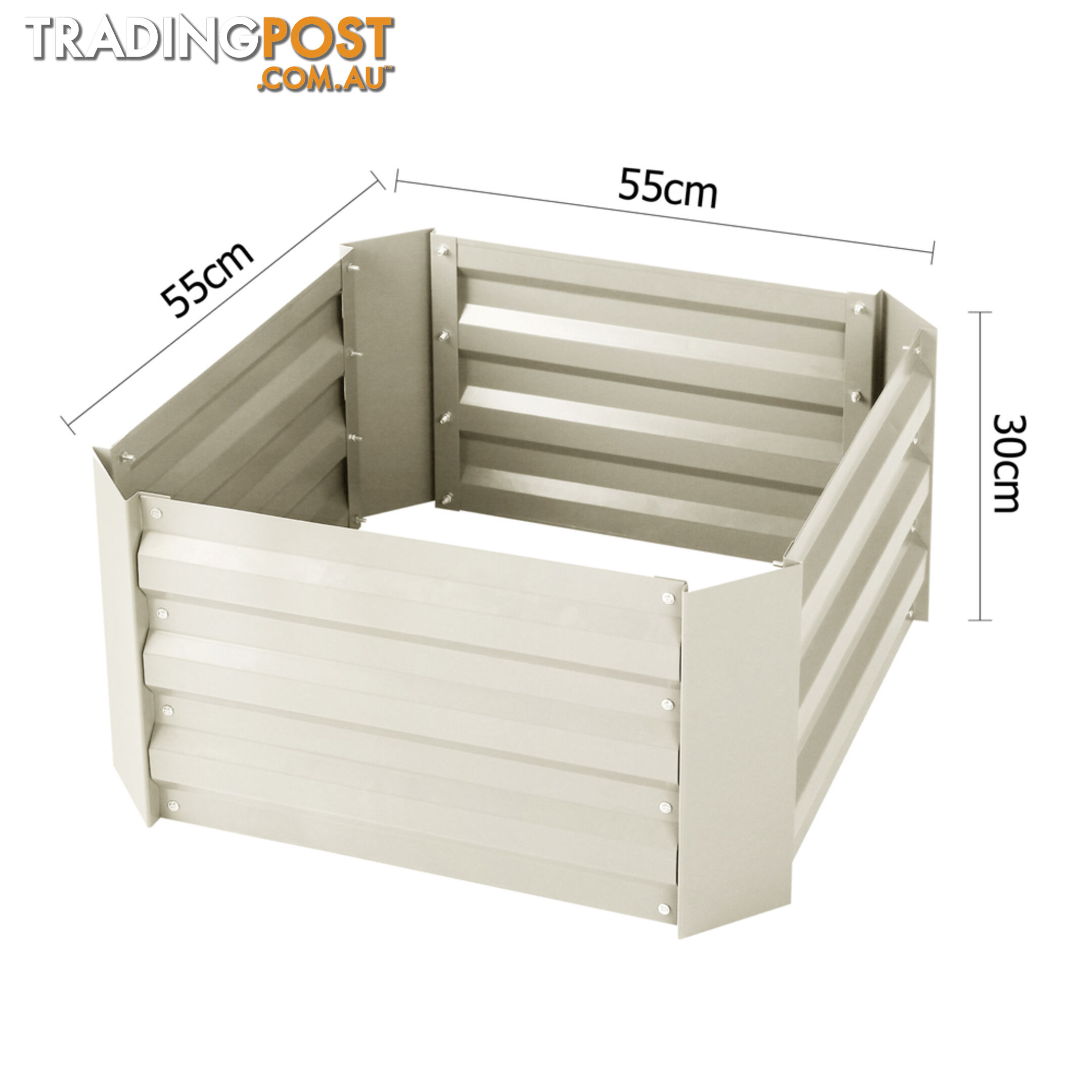 Galvanised Raised Garden Bed 55 x 55cm Cream