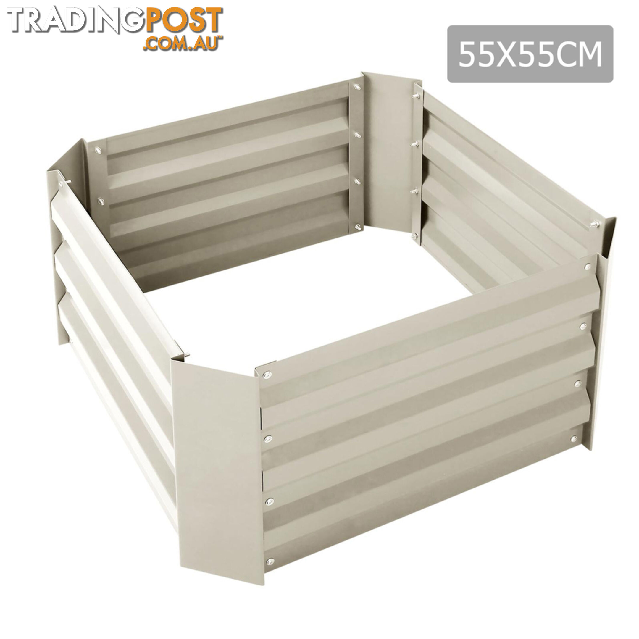 Galvanised Raised Garden Bed 55 x 55cm Cream