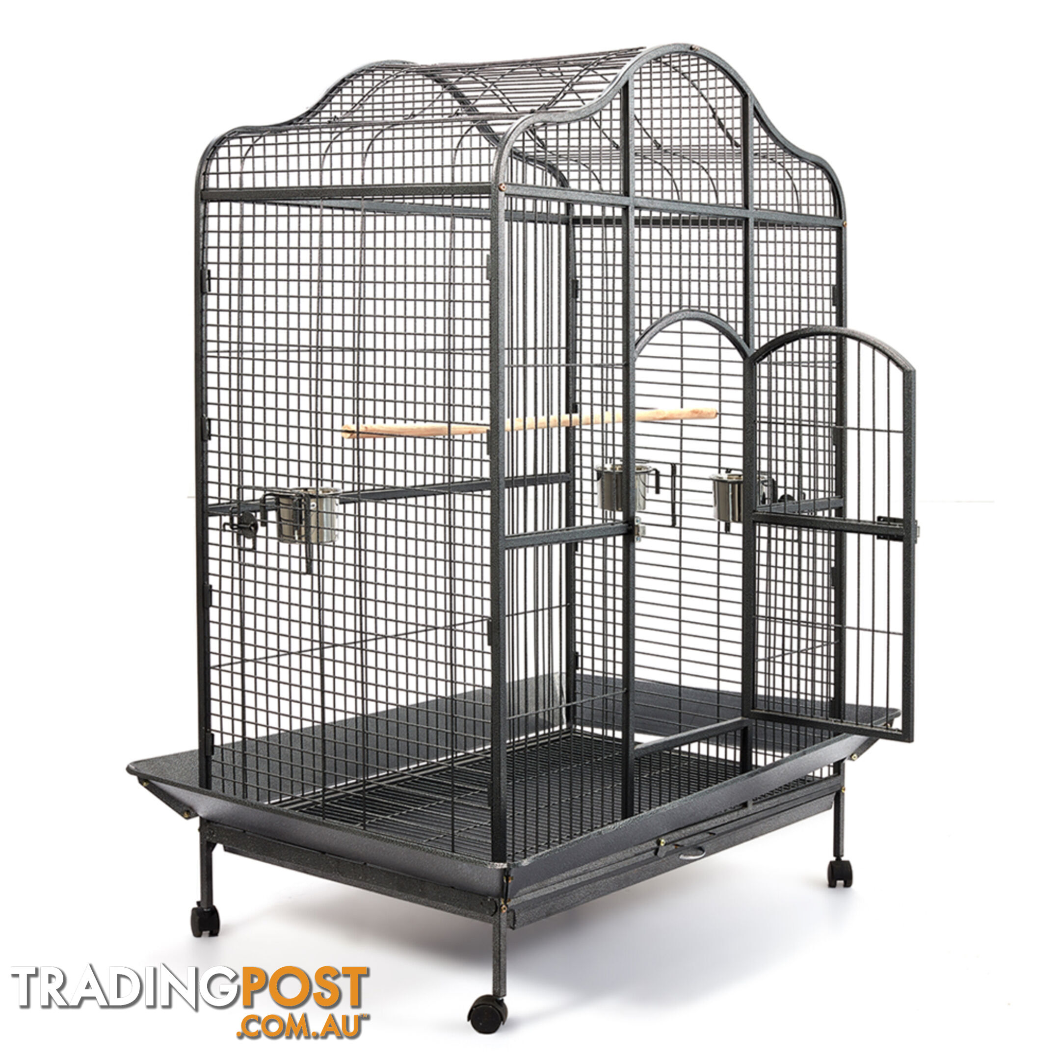 Large 183cm Bird Cage Canary Heavy Duty Parrot Budgie Pet Aviary Open Roof Black