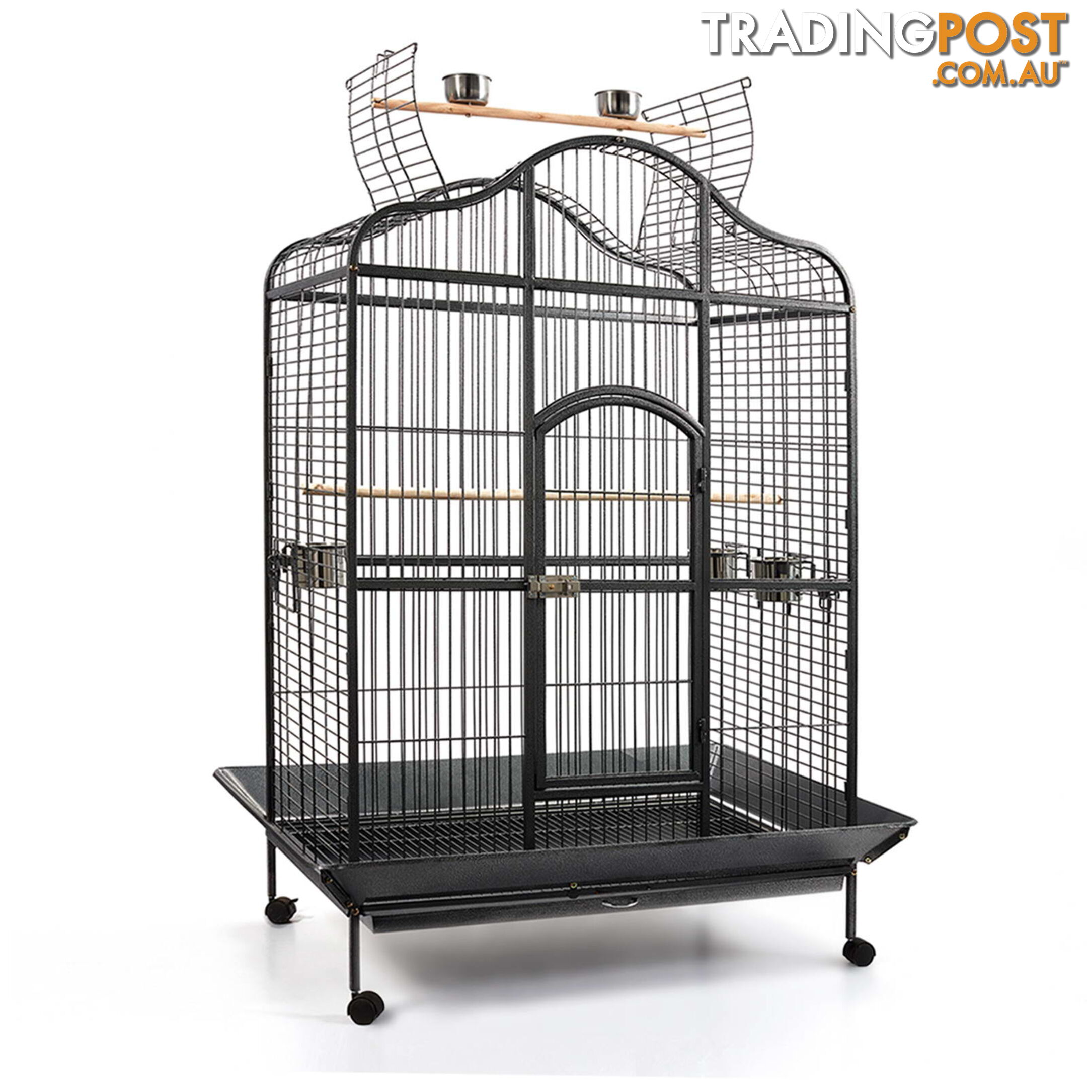 Large 183cm Bird Cage Canary Heavy Duty Parrot Budgie Pet Aviary Open Roof Black