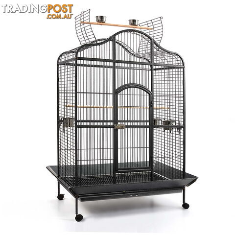 Large 183cm Bird Cage Canary Heavy Duty Parrot Budgie Pet Aviary Open Roof Black