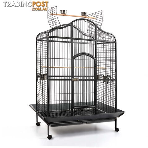 Large 183cm Bird Cage Canary Heavy Duty Parrot Budgie Pet Aviary Open Roof Black