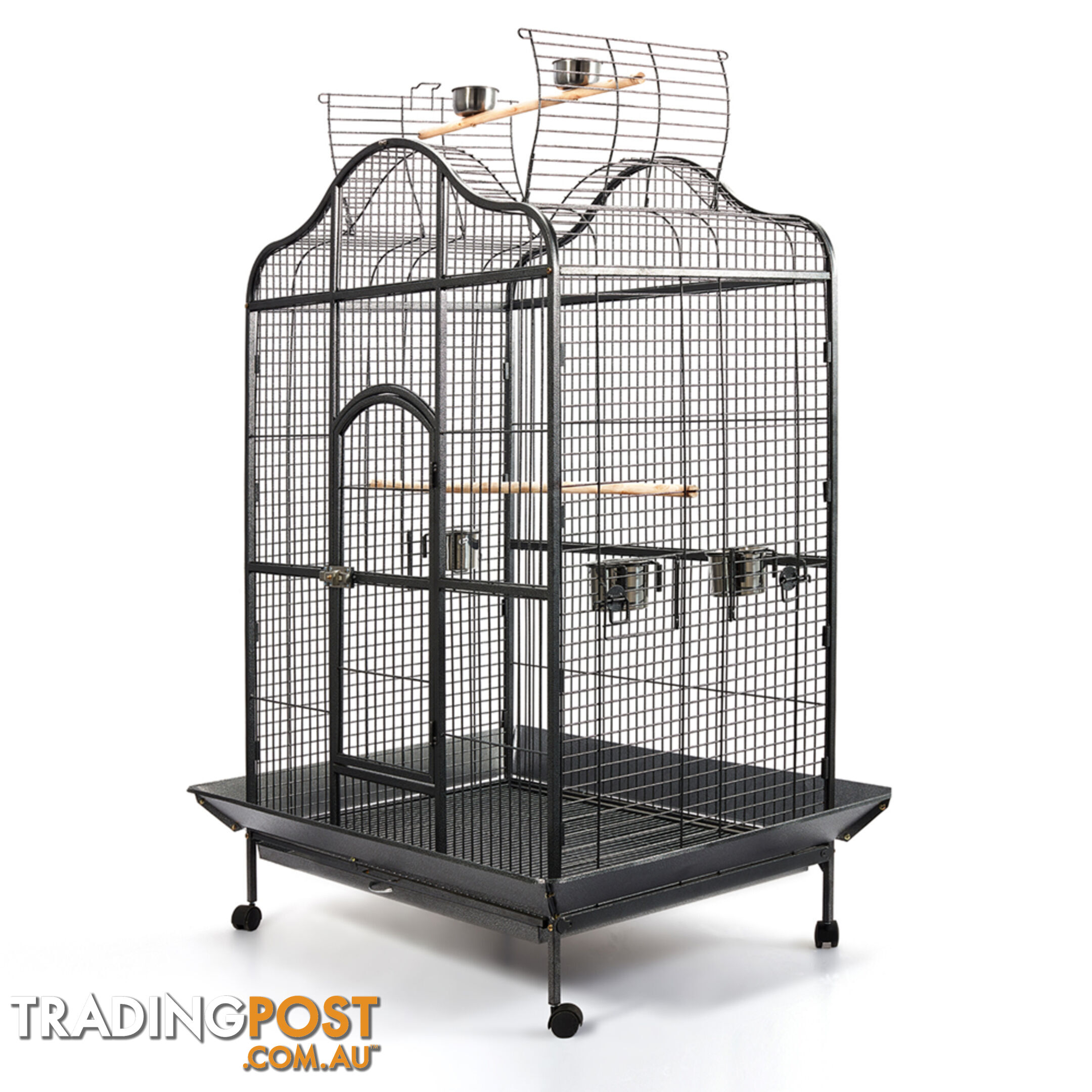 Large 183cm Bird Cage Canary Heavy Duty Parrot Budgie Pet Aviary Open Roof Black