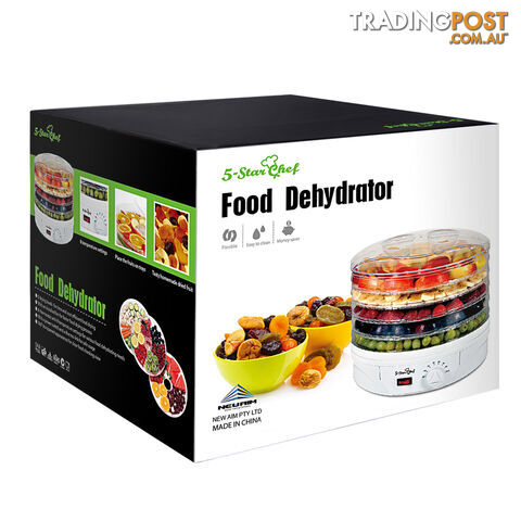 Commercial 5 Trays Food Dehydrator Preserve Fruit Jerky Dryer Maker White