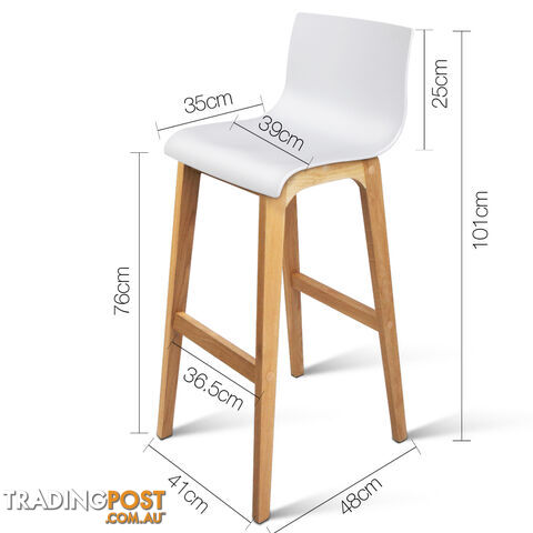 2 x High Seat Back Barstools Island Chair White