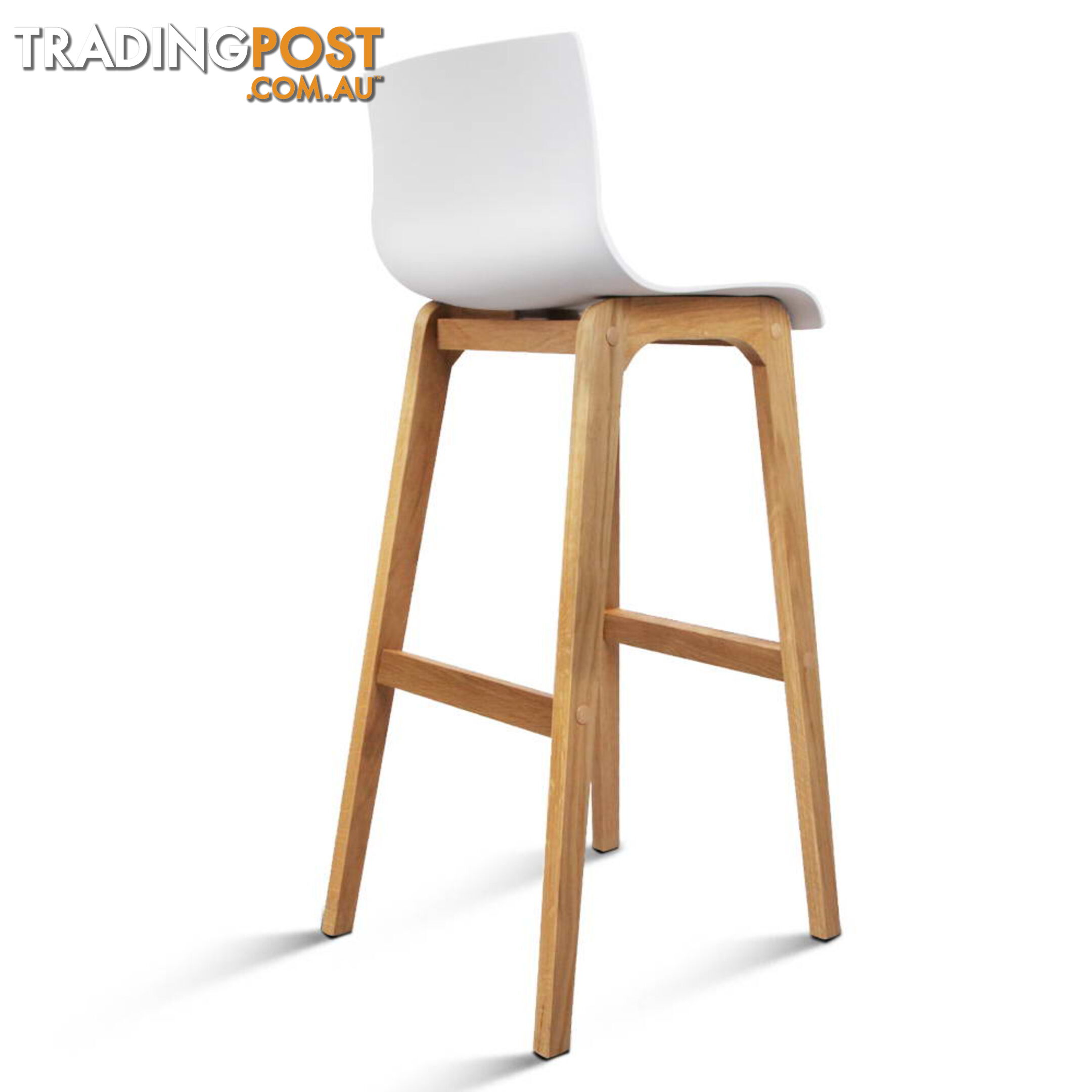 2 x High Seat Back Barstools Island Chair White