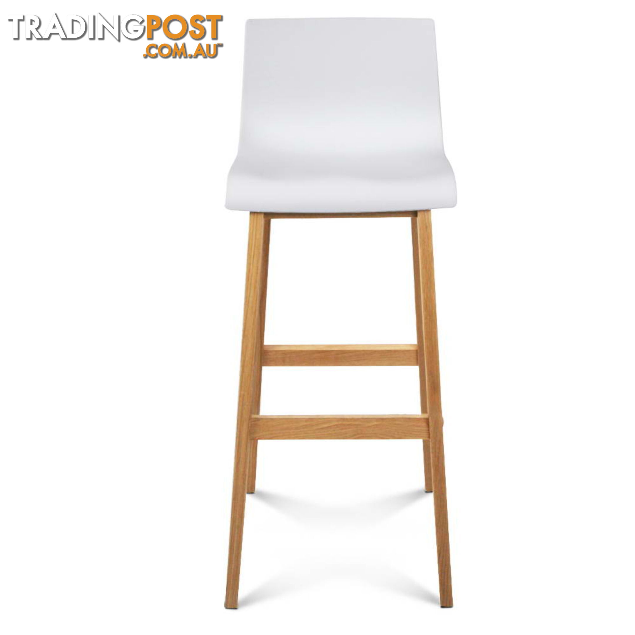 2 x High Seat Back Barstools Island Chair White