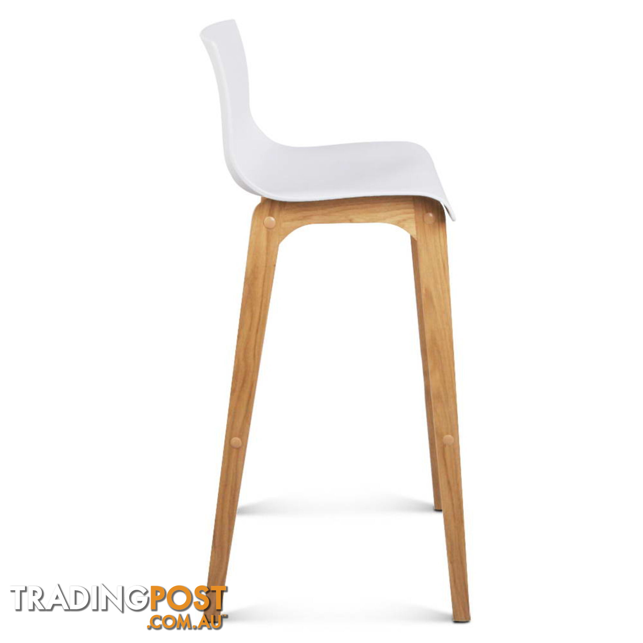 2 x High Seat Back Barstools Island Chair White