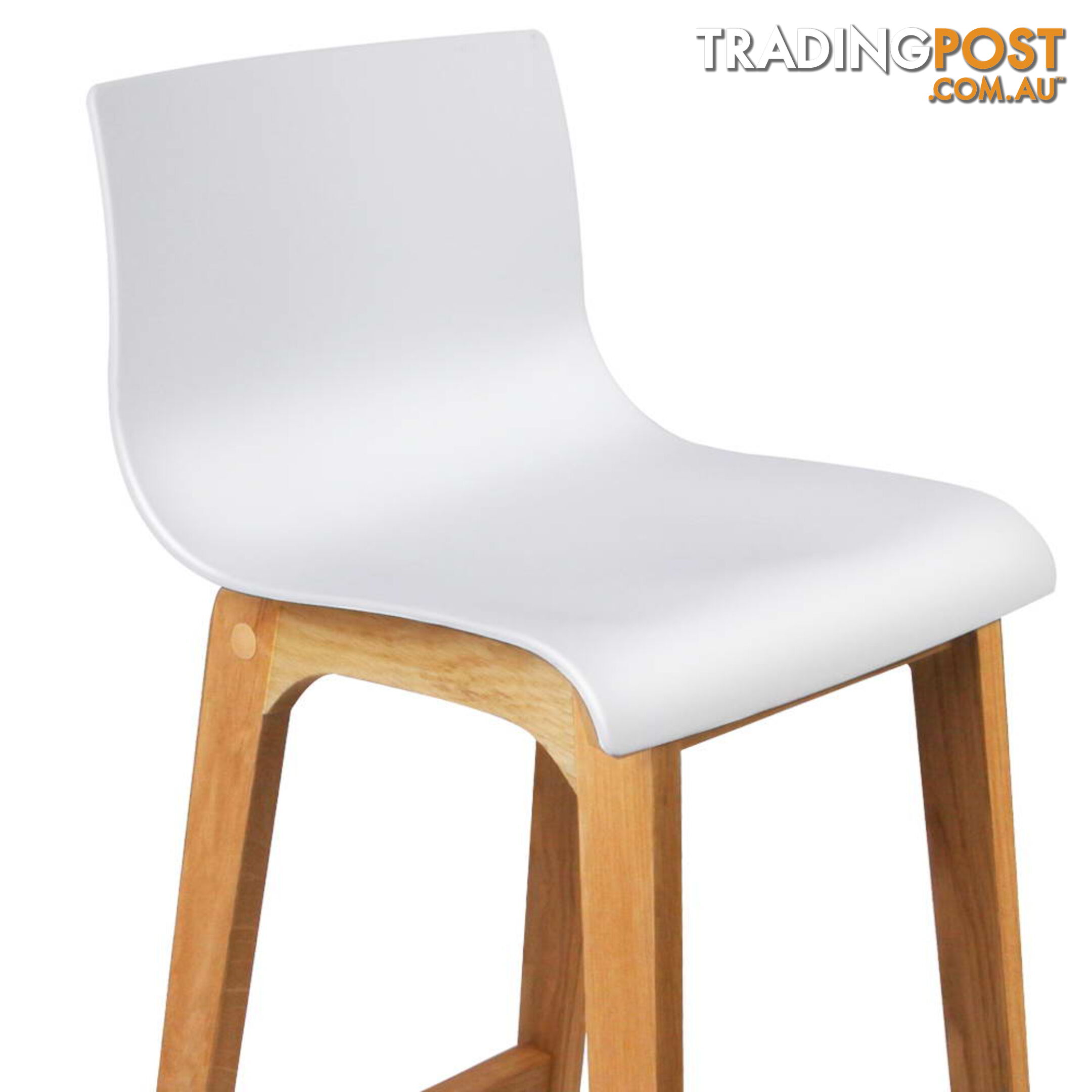 2 x High Seat Back Barstools Island Chair White