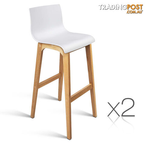 2 x High Seat Back Barstools Island Chair White