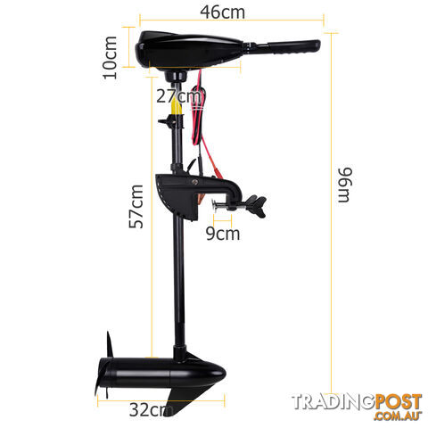 55LBS Electric Outboard Trolling Motor Inflatable Boat Engine Fish Black