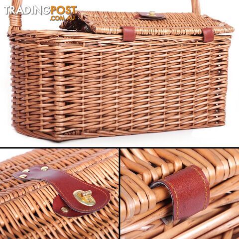 4 Person Picnic Basket Set with Blanket Black