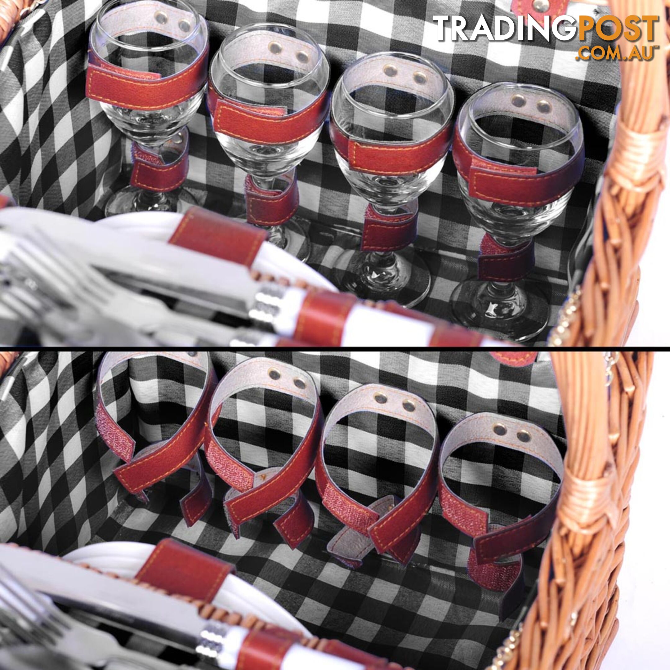 4 Person Picnic Basket Set with Blanket Black