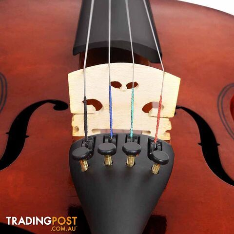 Full Size 4/4 Natural Wooden Beginner Violin Set Brown