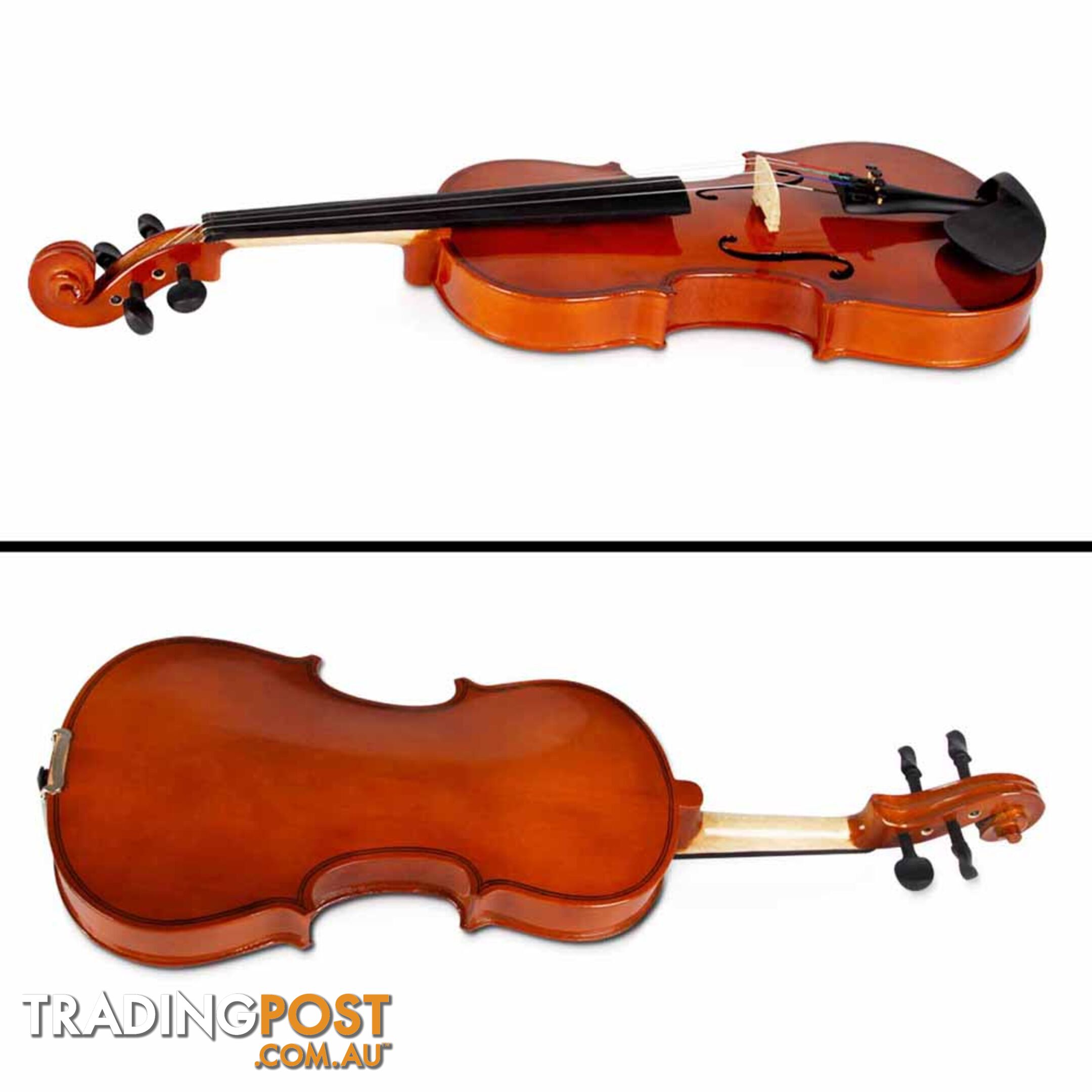 Full Size 4/4 Natural Wooden Beginner Violin Set Brown