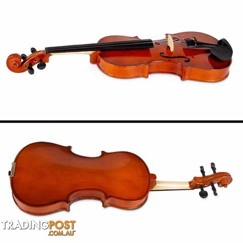 Full Size 4/4 Natural Wooden Beginner Violin Set Brown