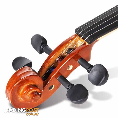 Full Size 4/4 Natural Wooden Beginner Violin Set Brown