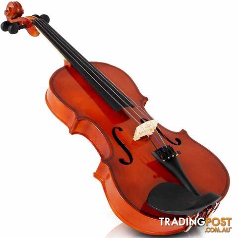 Full Size 4/4 Natural Wooden Beginner Violin Set Brown