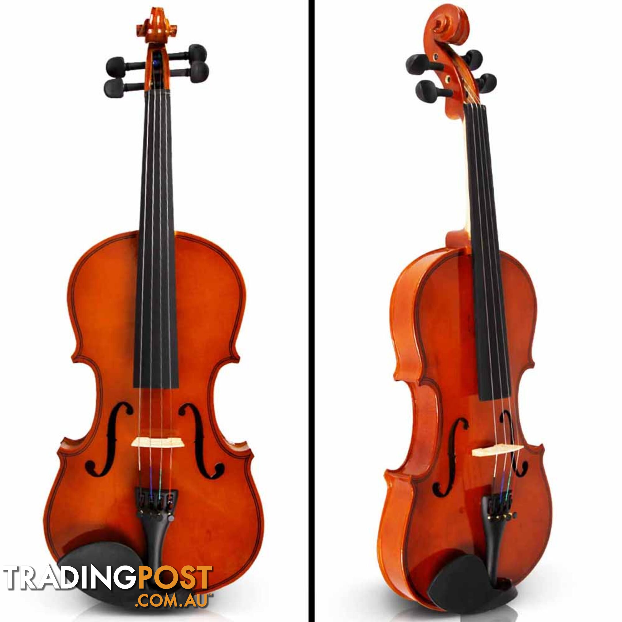 Full Size 4/4 Natural Wooden Beginner Violin Set Brown