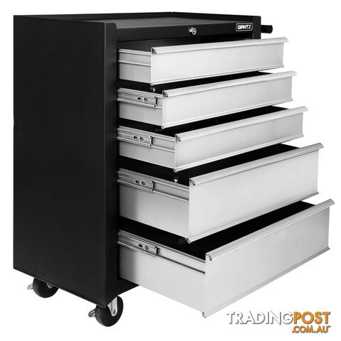 5 Drawers Toolbox Chest Cabinet Tool Box Roller Trolley Black Grey