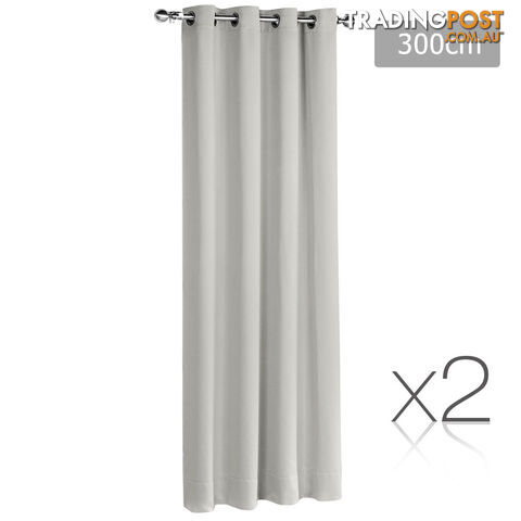 2 x Luxury Eyelet Blockout Curtain Room Darkening 250GSM 3 Layer 300x230cm Ecru