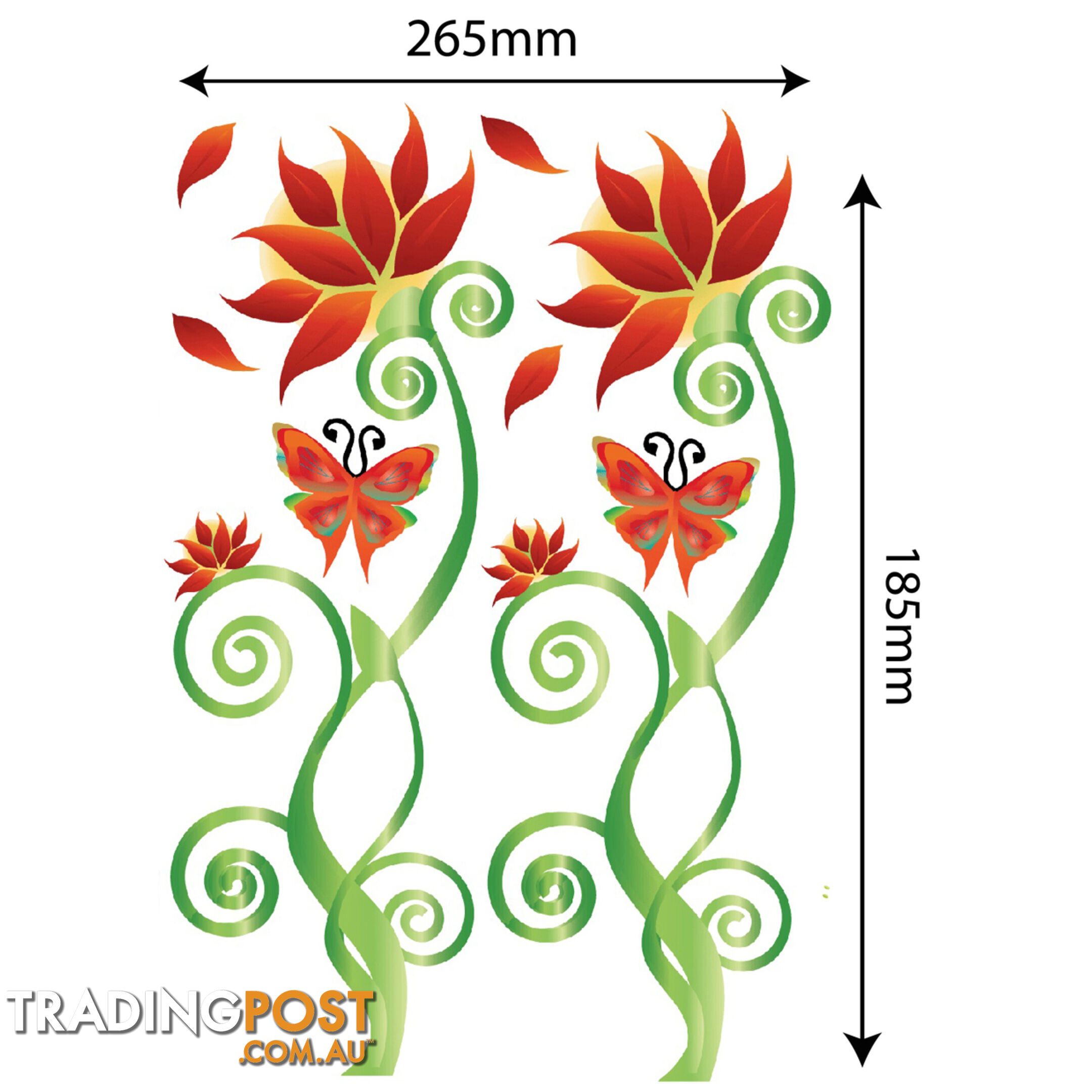Medium Size Adorable Red Flower Vine Wall Stickers - Totally Movable