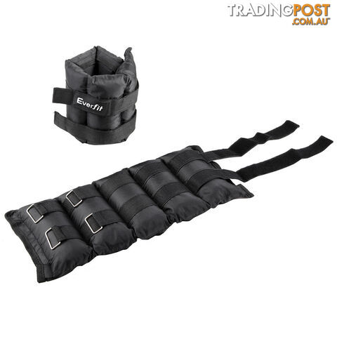 Set of 2 5 kg Wrist Ankle Weights Gym Training w/ Adjustable Pair Strap