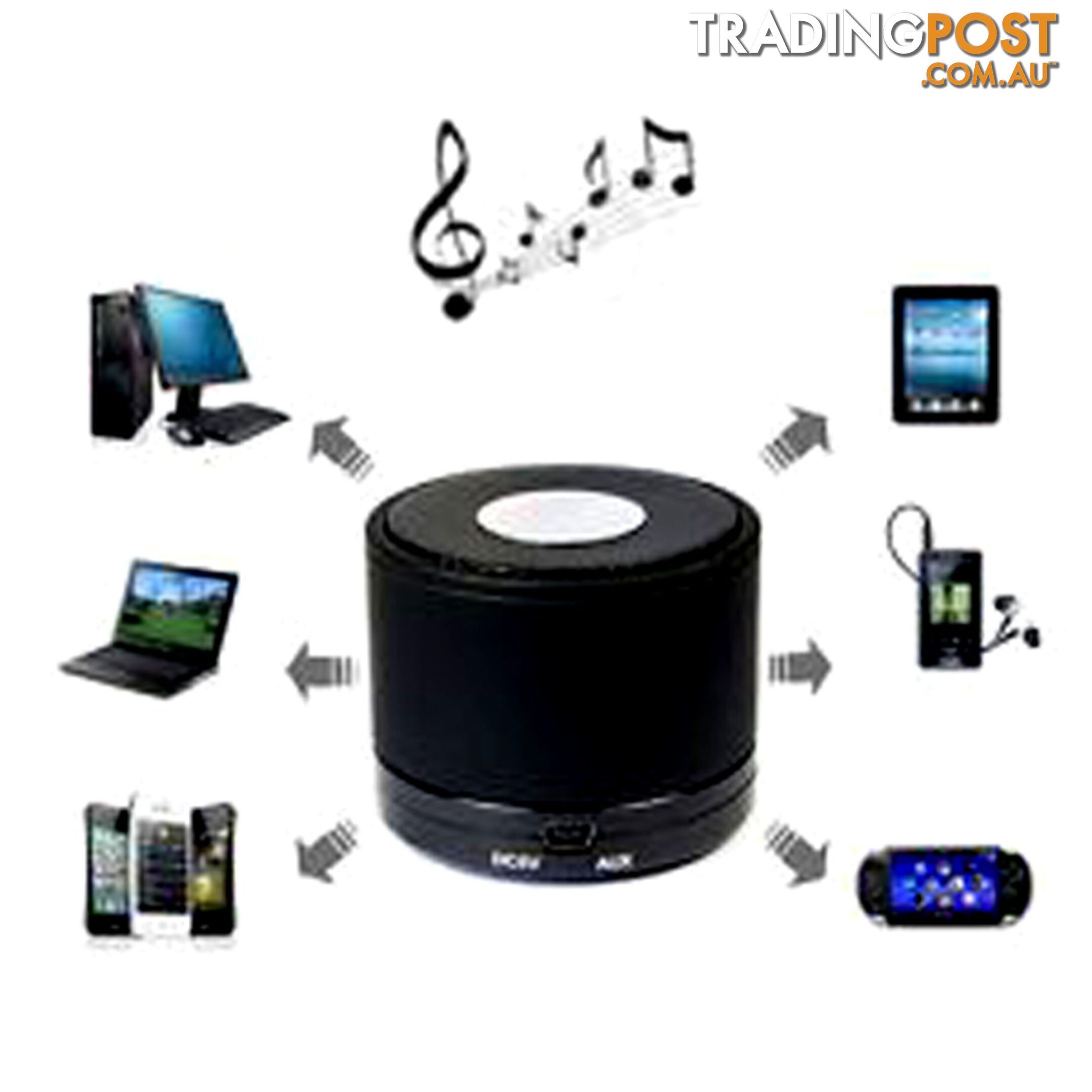 Mini Bluetooth Speaker Wireless Portable Stereo for iPhone Mobile MP3 Black