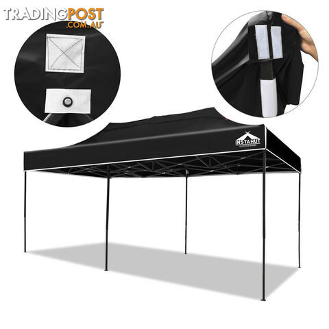 3m x 6m Pop-up Garden Outdoor Gazebo Black