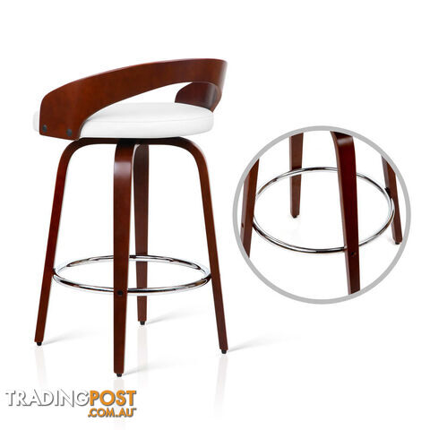 Set of 2 Cherry Wood Bar Stools with Chrome Footrest