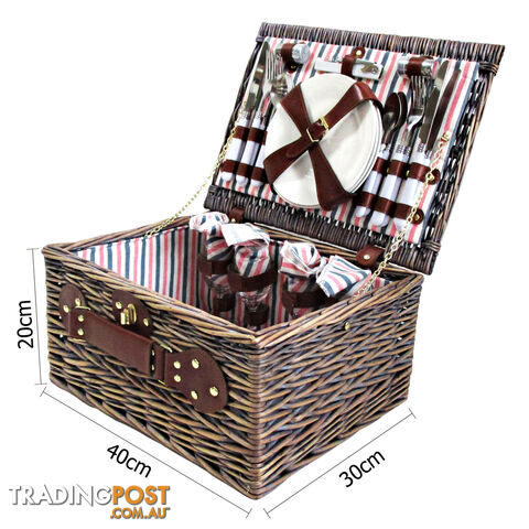4 Person Picnic Basket Set With Blanket Brown