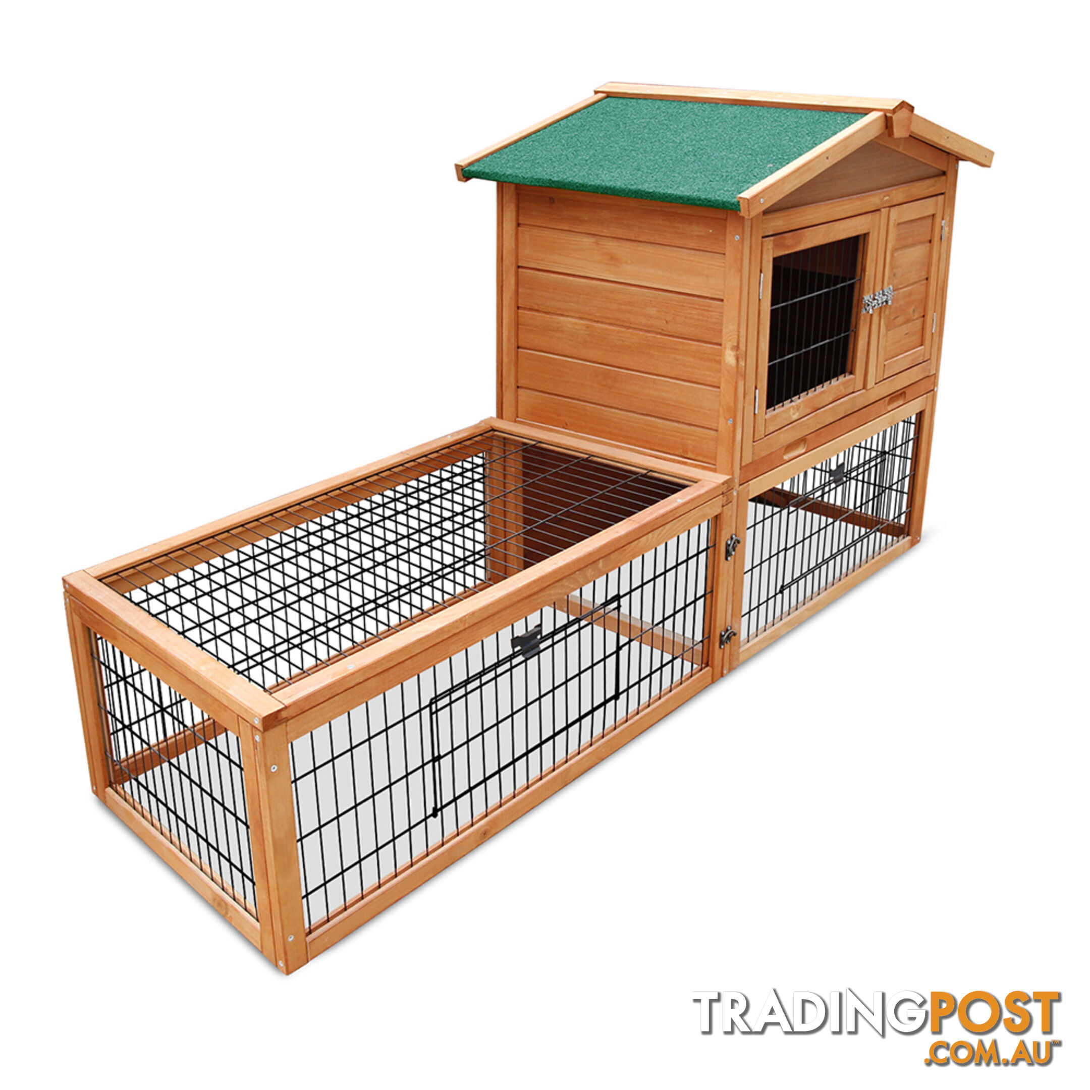 Pet House Chicken Coop Rabbit Double Storey Hutch Guinea Pig Ferret Cage Green