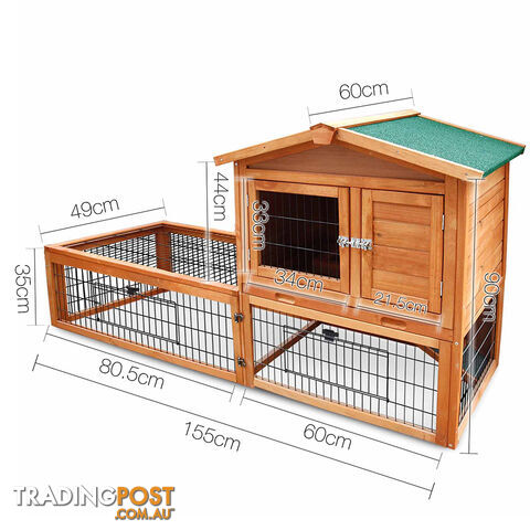 Pet House Chicken Coop Rabbit Double Storey Hutch Guinea Pig Ferret Cage Green