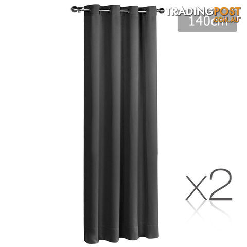 2 x Luxury Eyelet Blockout Curtain Room Darkening 250GSM 3 Layer 140x230cm Grey
