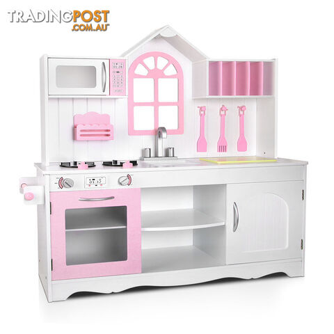 Kids Toys Wooden Kitchen Playset Pretend Food Cooking Set Children Home Cookware