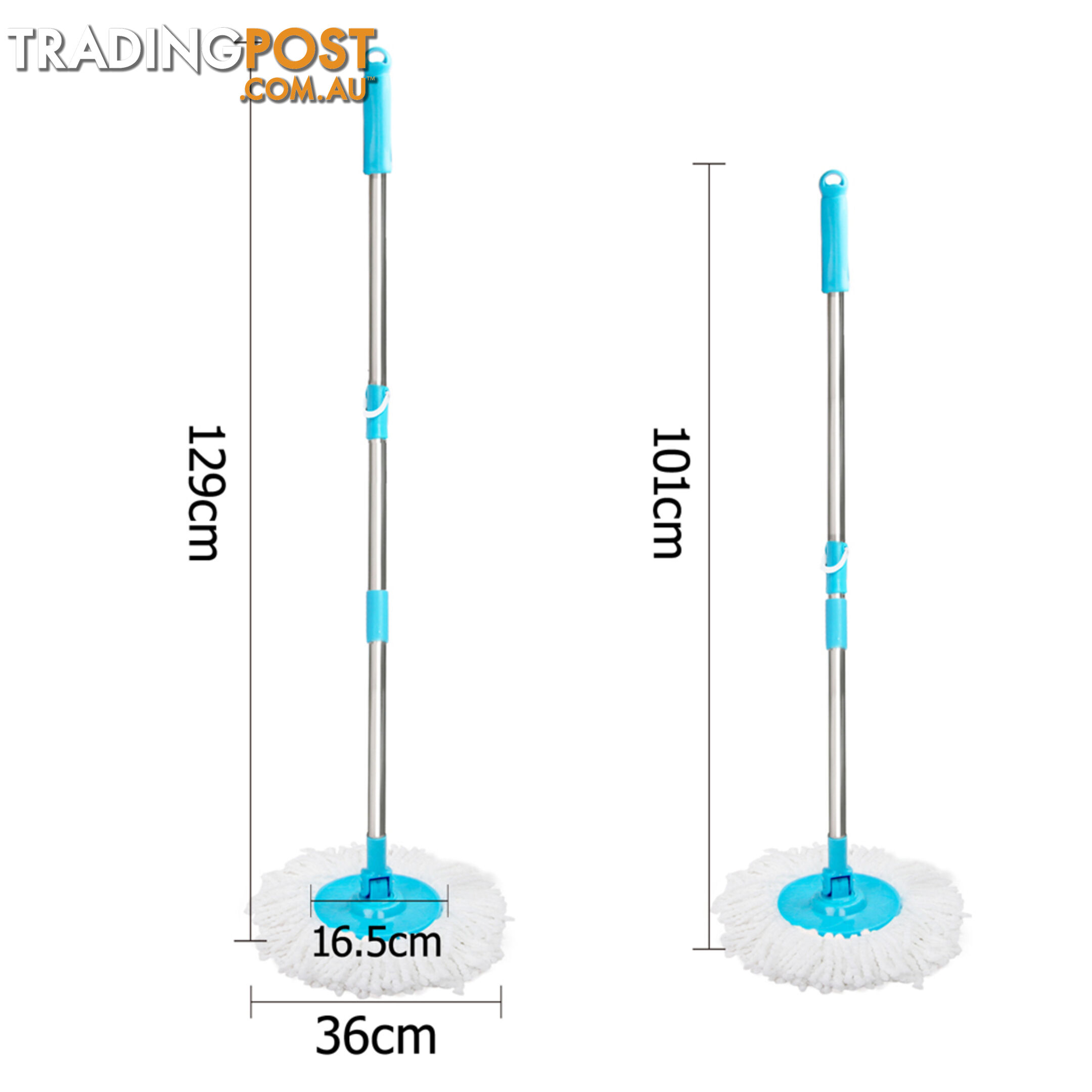 360 Degree Spinning Mop Stainless Steel Spin Dry 9L Bucket Extra Mop Head Blue