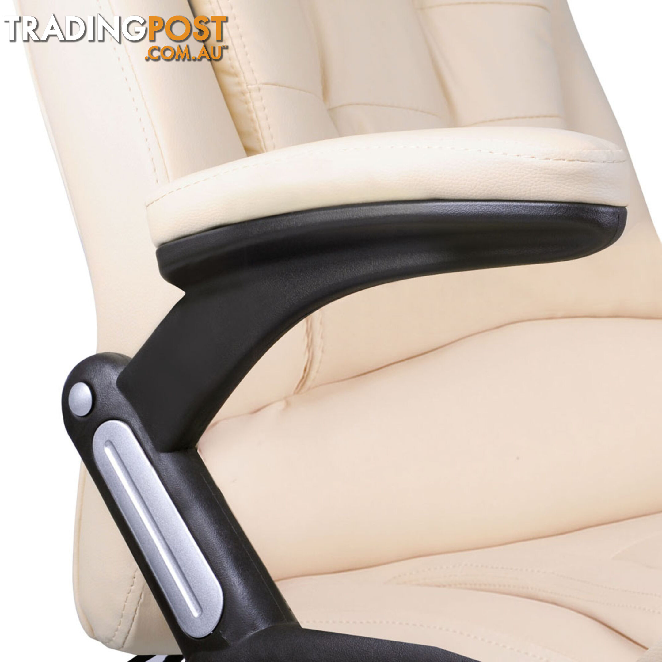 8 Point Massage Executive PU Leather Office Computer Chair Wireless Remote Beige