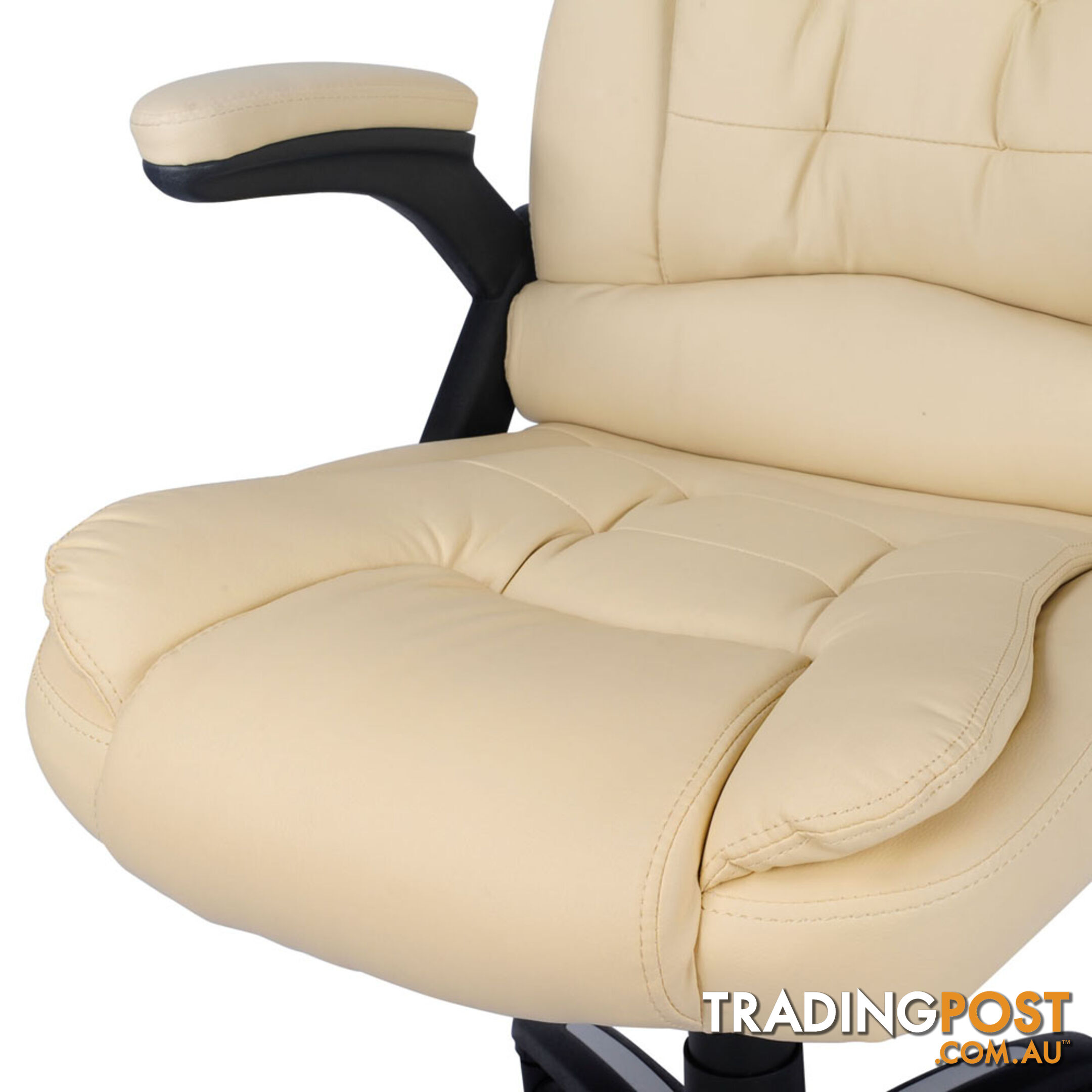 8 Point Massage Executive PU Leather Office Computer Chair Wireless Remote Beige