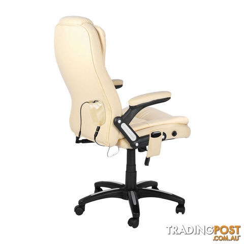 8 Point Massage Executive PU Leather Office Computer Chair Wireless Remote Beige