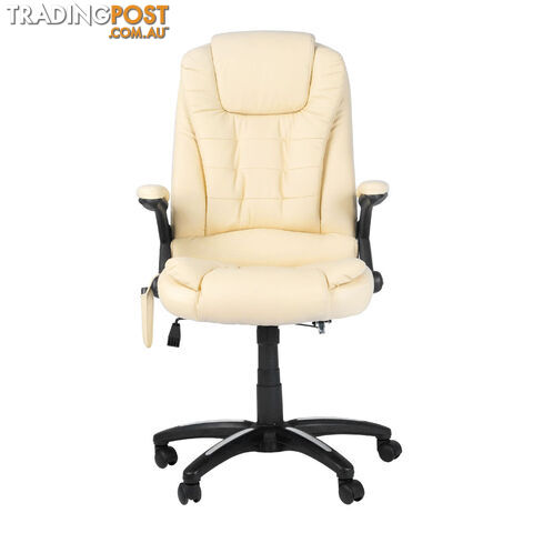 8 Point Massage Executive PU Leather Office Computer Chair Wireless Remote Beige