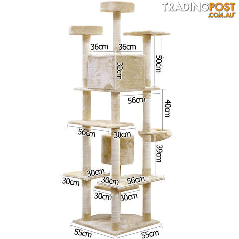 203cm Cat Scratching Poles Post Furniture Tree House Beige