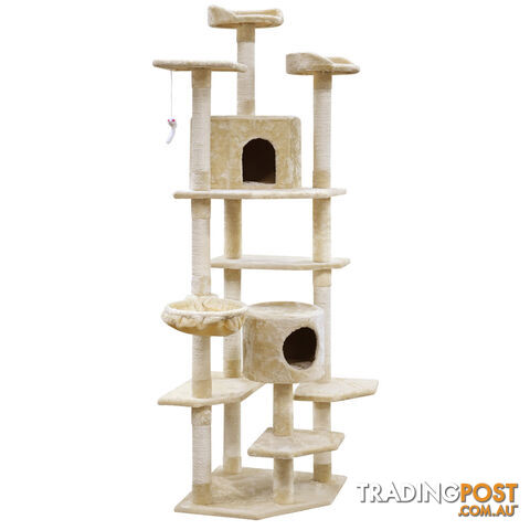 203cm Cat Scratching Poles Post Furniture Tree House Beige