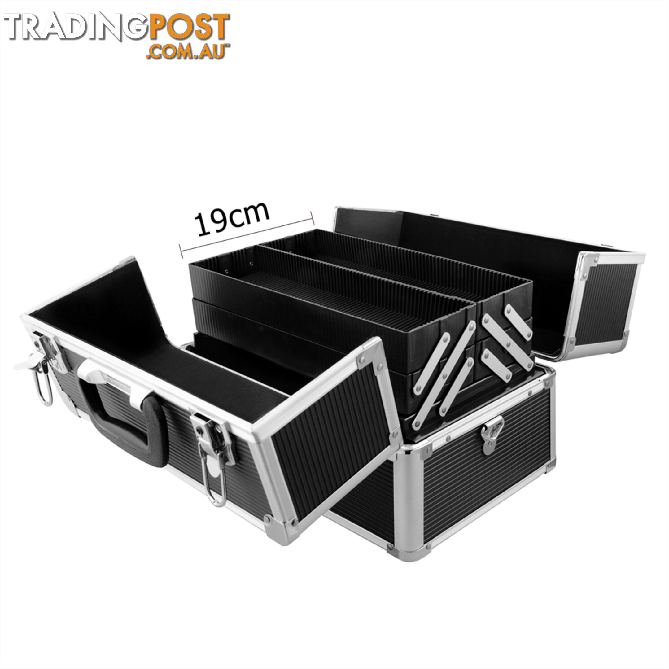 Aluminium Frame Luxury Velvet Makeup Cosmetic Jewellery Case Box Black