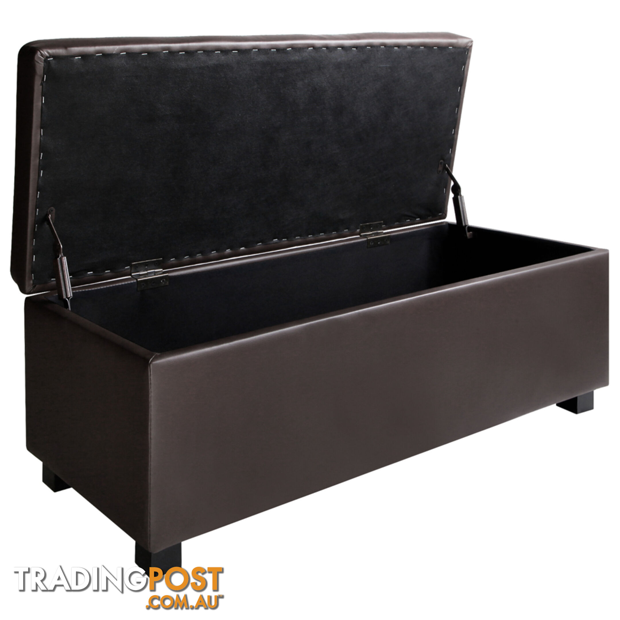 Ottoman Storage Blanket Box Foot Stool Toy Chest Bed PU Leather Large Brown