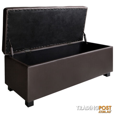 Ottoman Storage Blanket Box Foot Stool Toy Chest Bed PU Leather Large Brown