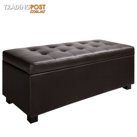 Ottoman Storage Blanket Box Foot Stool Toy Chest Bed PU Leather Large Brown