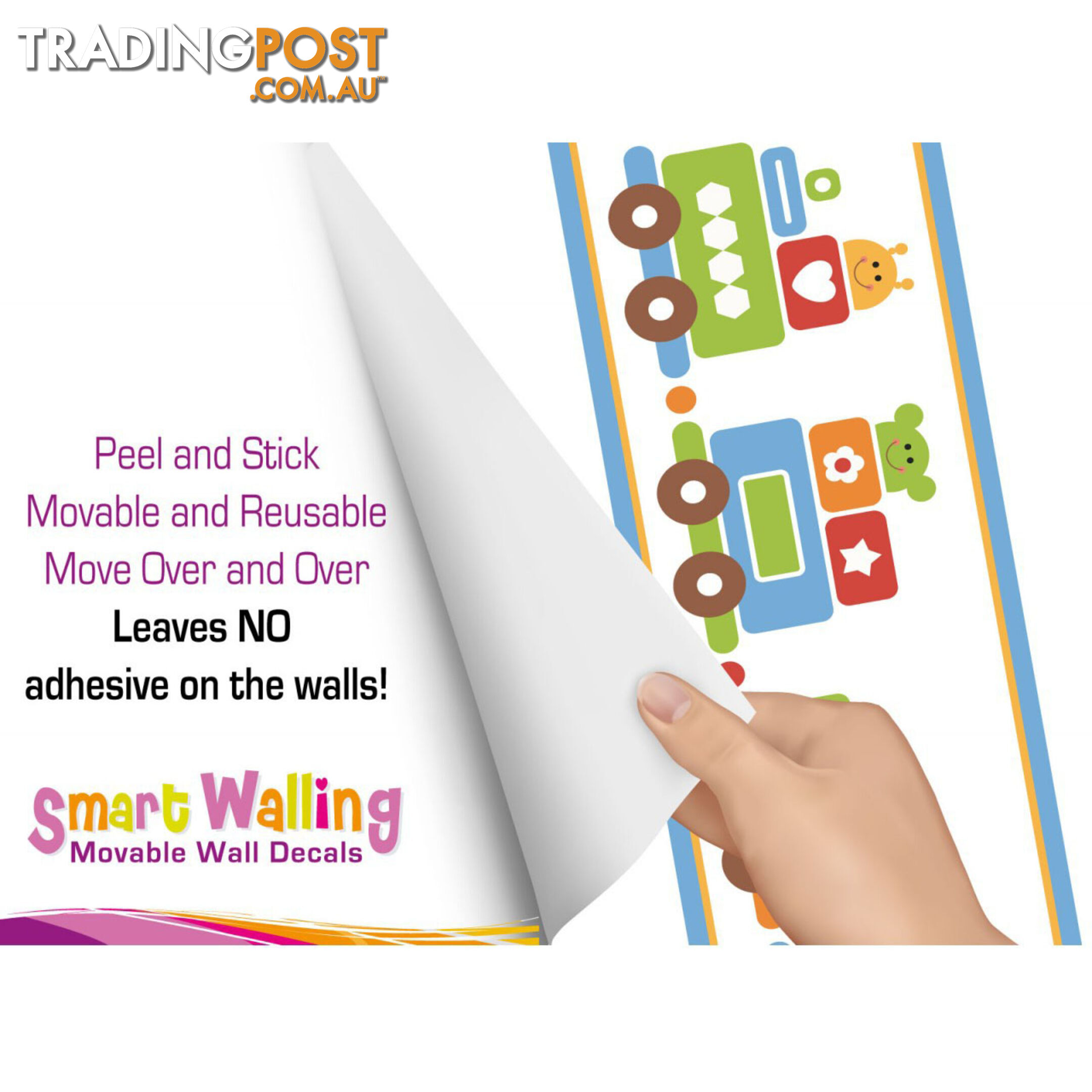 Train Wall Border Stickers - Totally Movable and Reusable