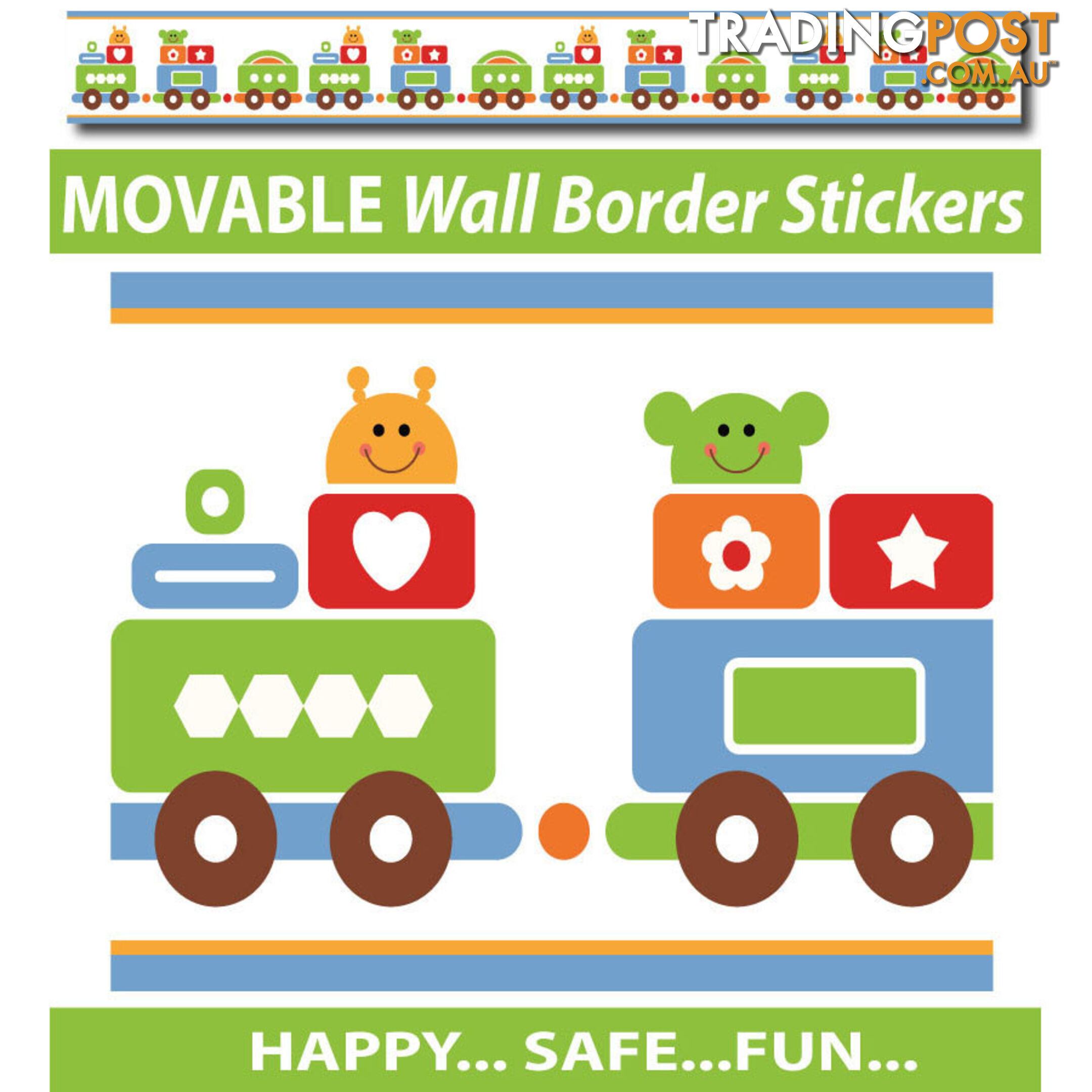 Train Wall Border Stickers - Totally Movable and Reusable