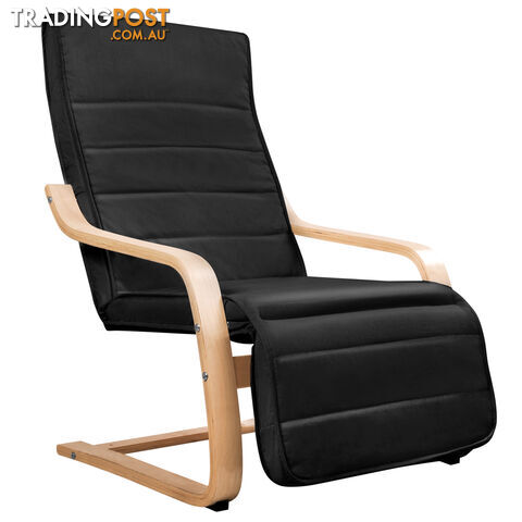 Birch Bentwood Adjustable Lounge Arm Chair w/ Fabric Cushion Black